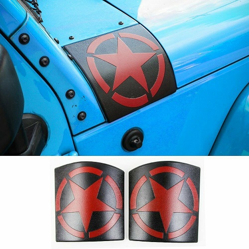 Black-Red ABS Star Cowl Body Armor 07-18 Jeep Wrangler JK - Click Image to Close